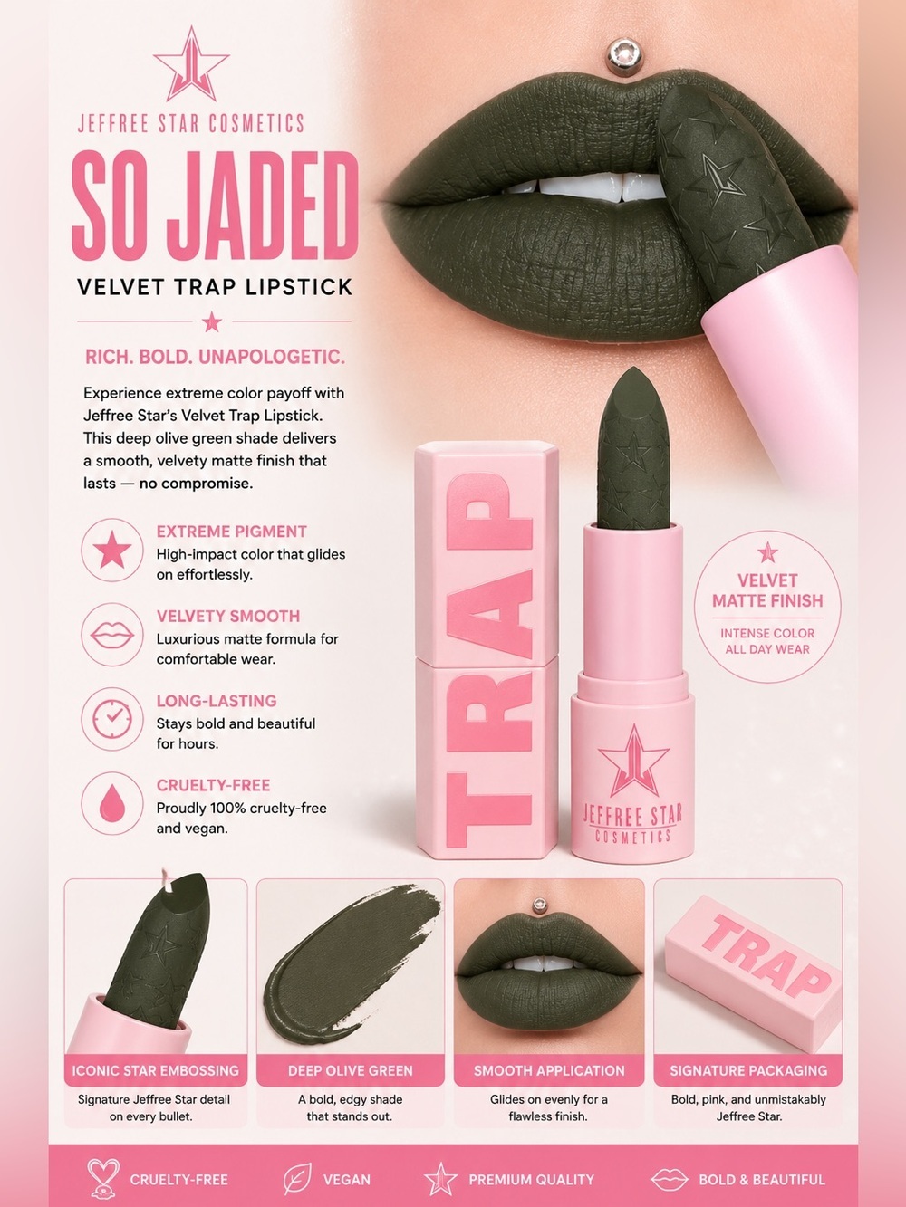 Jeffree Star Olive Green Matte Lipstick